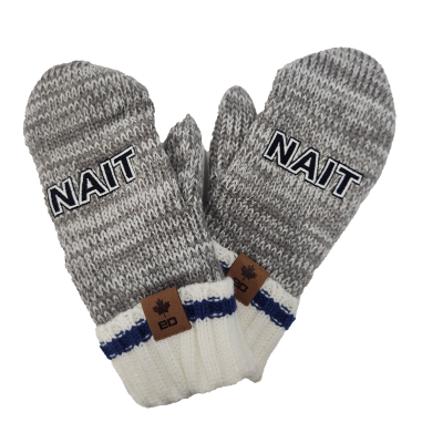 Unisex Mittens Knit Cuff Leather Patch W/Nait On Palm