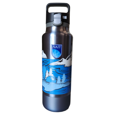 Water Bottle 25 Oz Double Wall Ss Push Button Lid W/Wrap Nai