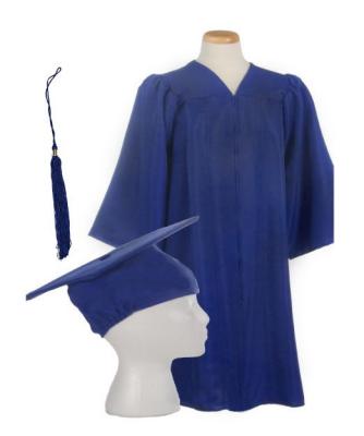 NAIT convocation grad gown, cap, and tassel