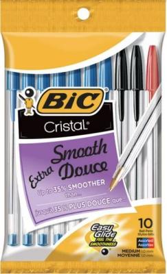 Pen Bic Cristal Med Astd (Pkg/10) Msp101