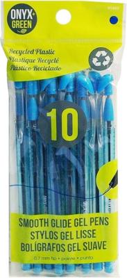 Pen Gel10Pk Recycled Plastic Hybrid Oil Base Bl