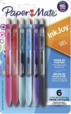 Pen Paper Mate Inkjoy Gel Retractable 0.7 Mm Med 6 Pk Assort