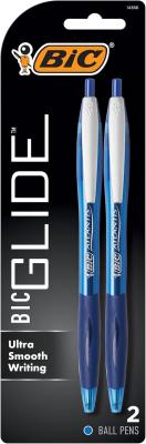 Pen Bic Atlantis/Glide Retractable 2 Pack Blue