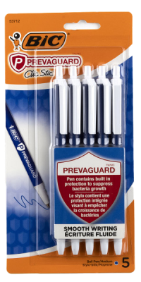 Pen Bic Prevaguard Anti-Microbial 5 Pack Blue