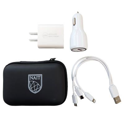 Travel Kit W/Wall Charger Usb & Type C Car Charger Cable Nai
