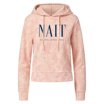 Ladies Hoodie Waffle Knit Allover Print Matching Drawcord Na