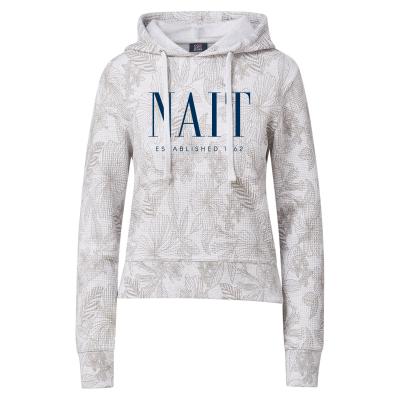 Ladies Hoodie Waffle Knit Allover Print Matching Drawcord Na