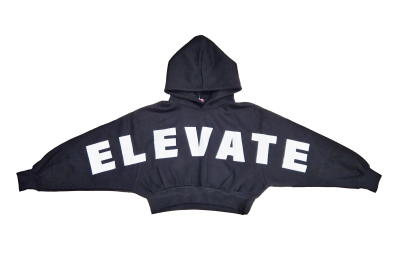 Ladies Hoodie Cropped Lined Hood Big Print W/Elevate